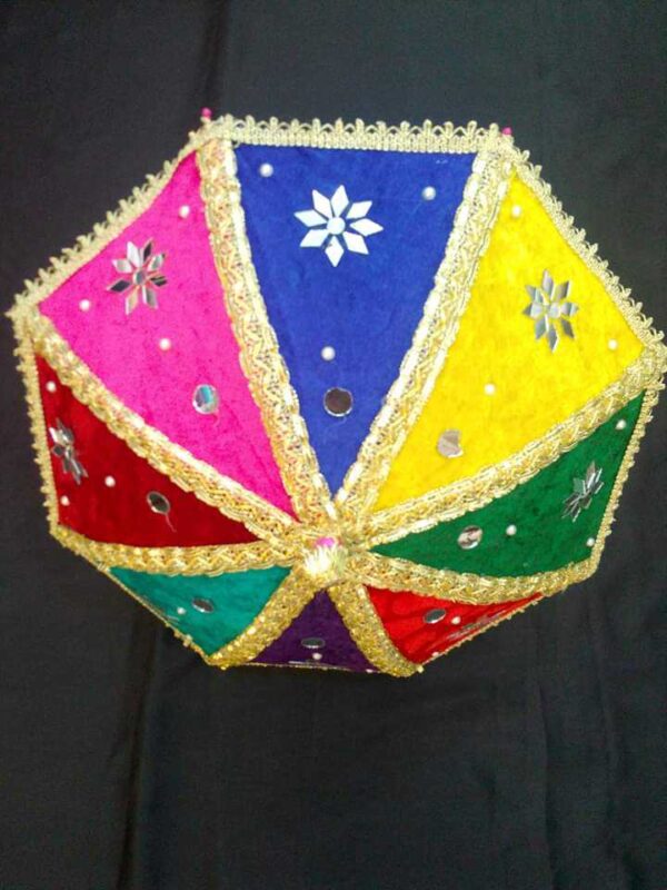 Mehndi Hanging Umbrellas.(Size : Approx 18 inch) (Velvet Fabric) (Mix Colour) (18 inch)