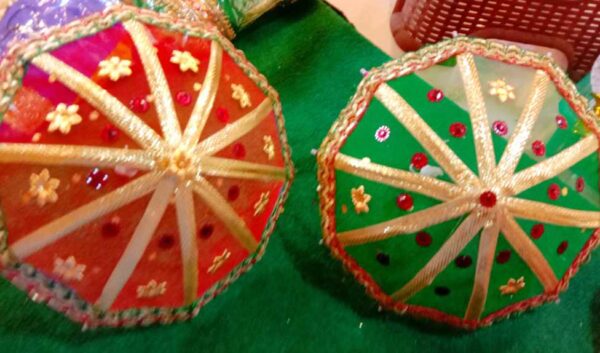 Mehndi Hanging Umbreas. (Net) (2 Pcs Packet) (8 inch) (Multi Colour)