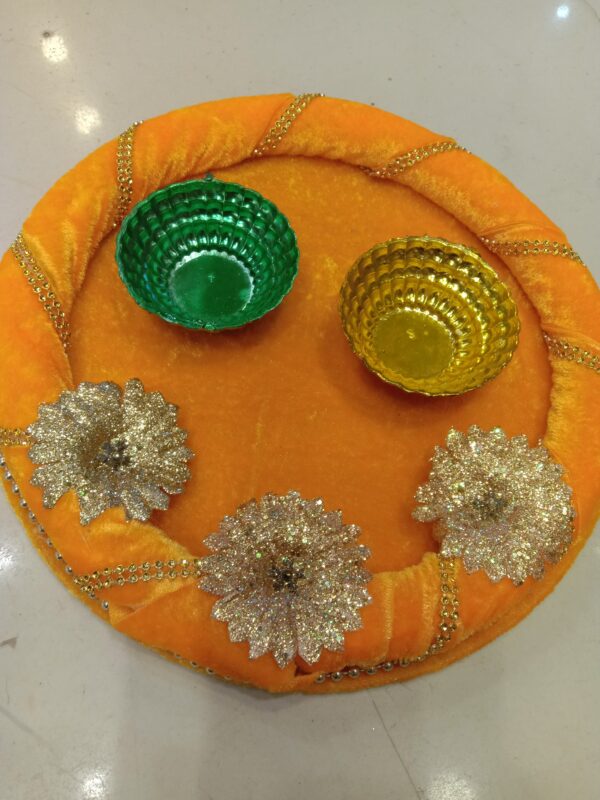 Mehndi Rasam Plate (Ring Style) (Velvet Fabric) ( Approx 7-8 inch)